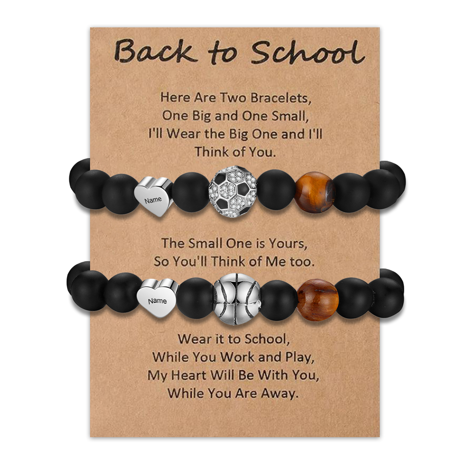 [Copy]To My Son Bracelet Set with Gift Card Custom 2 Names Adjustable Bracelets Back-to-School Gifts