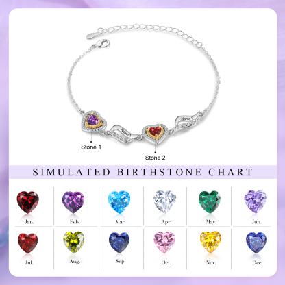 Personalized Bracelet  Custom 2 Birthstones & Names Ideal Friendship Gift