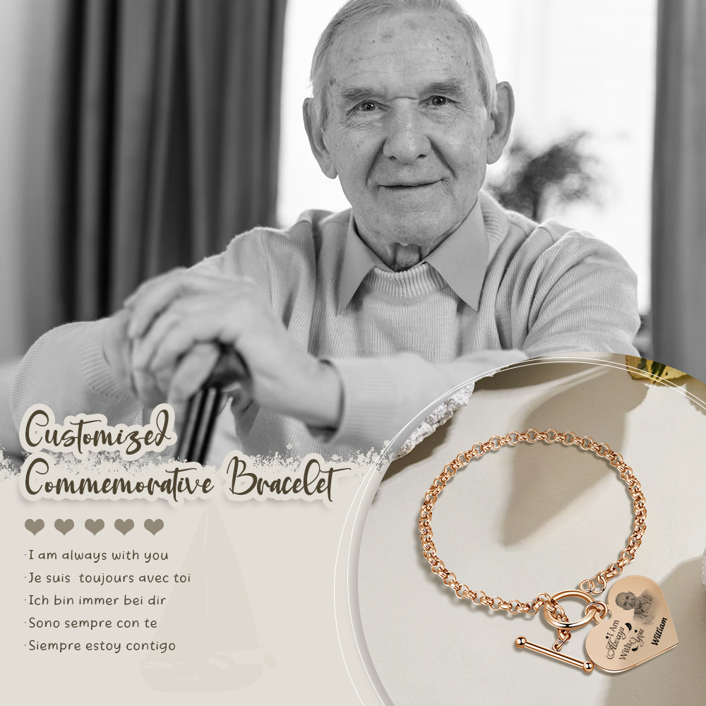 Personalized Memorial Bracelet with Custom Name and Photo I Am Always With You Gift for Family Members