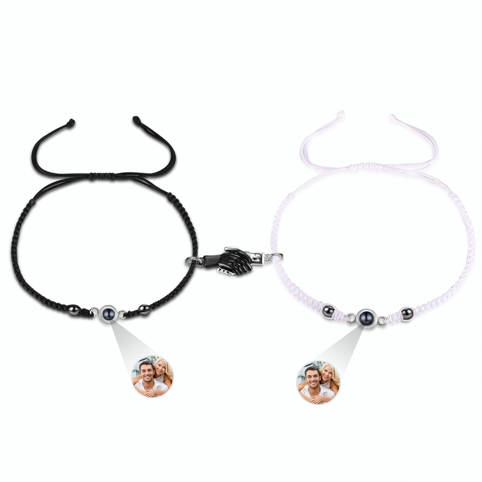Personalized Projection Bracelet for Couples Custom Photo Bead Adjustable Bracelet 4 Styles Thoughtful Gift for Loved Ones