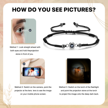 Personalized Projection Bracelet with Custom Photo Adjustable String Bracelet Gift for Her