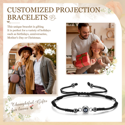 Personalized Projection Bracelet with Custom Photo Adjustable String Bracelet Gift for Her