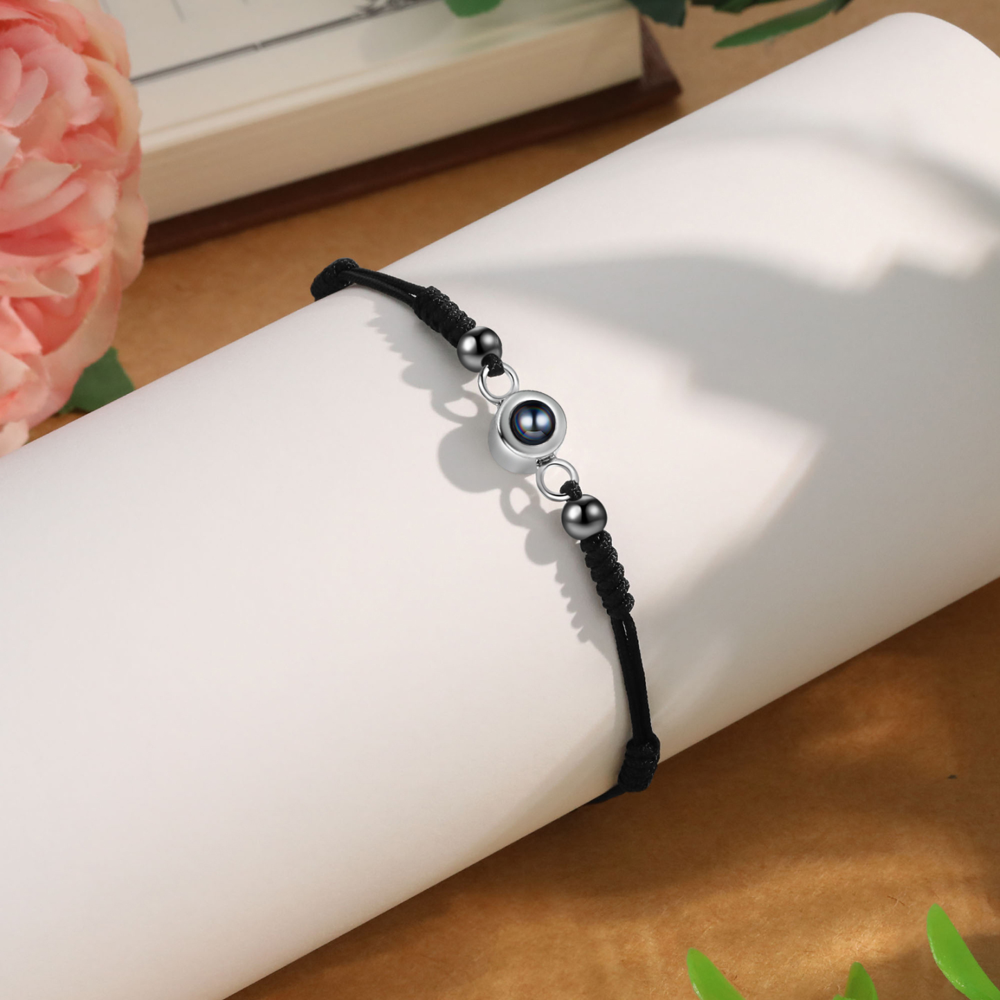 Personalized Projection Bracelet with Custom Photo Adjustable String Bracelet Gift for Her