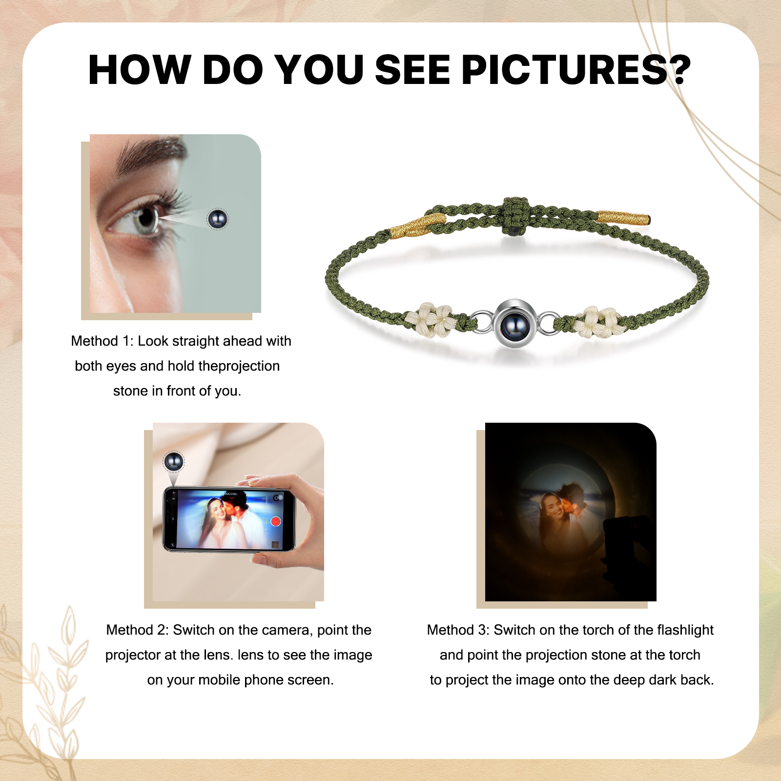 Personalized Projection Bracelet with 1 Photo Unique Gift for Couples