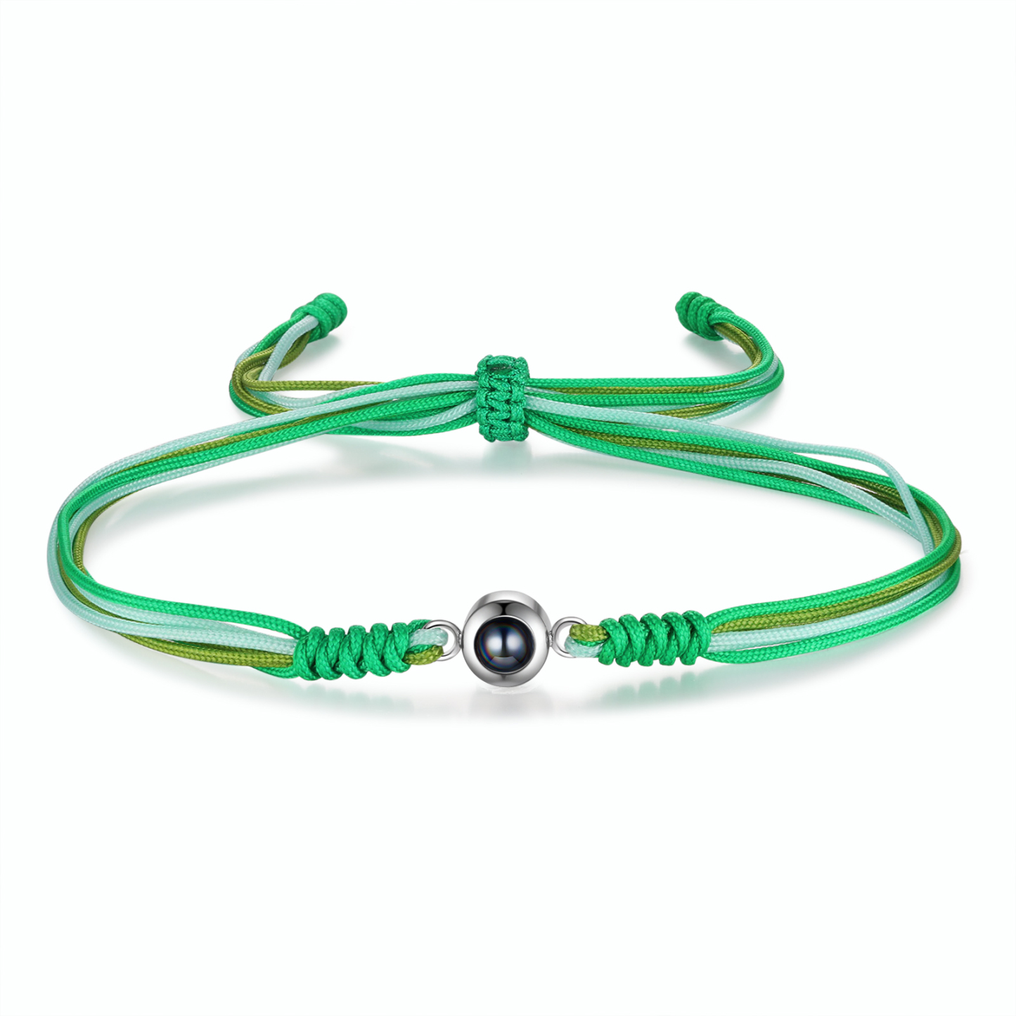 Personalized Projection Green Bracelet with Custom Photo Adjustable String Bracelet Gift for Her