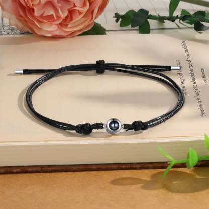 Personalized Projection Bracelet with 1 Photo Adjustable Leather & String Bracelet Custom Gift for Her