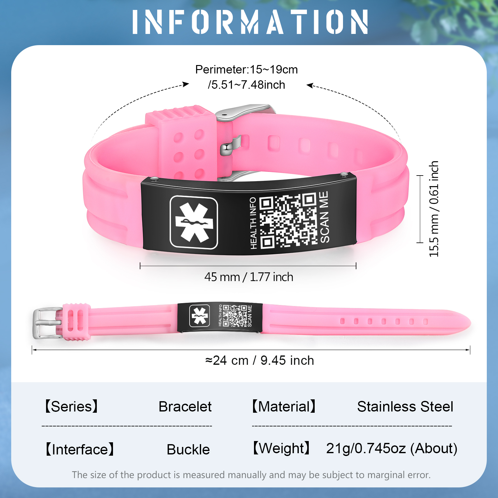 [Copy]Medical Alert Wristband Medical ID Bracelets Life Alert for Autism Blood Thinner Seizure Alert