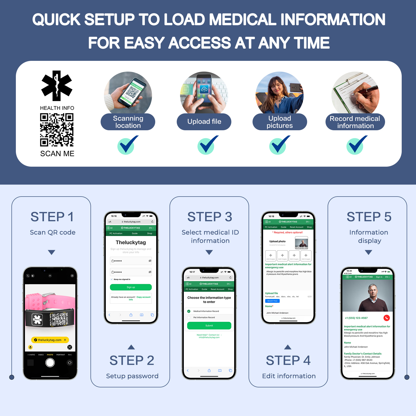 [Copy]Medical Alert Wristband Medical ID Bracelets Life Alert for Autism Blood Thinner Seizure Alert