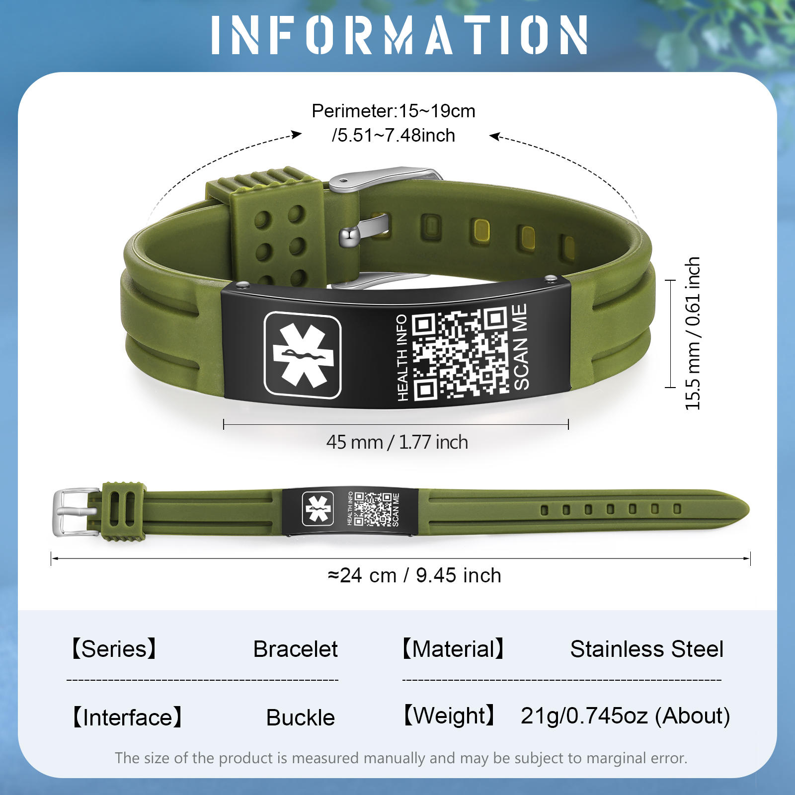 [Copy]Medical Alert Wristband Medical ID Bracelets Life Alert for Autism Blood Thinner Seizure Alert