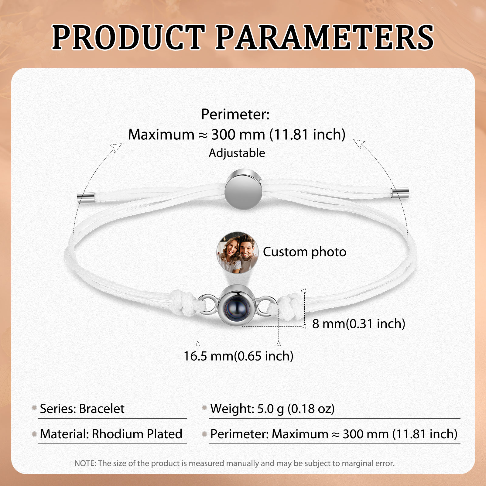 Personalized Photo Projection Bracelet Customizable Memory Keepsake for Her