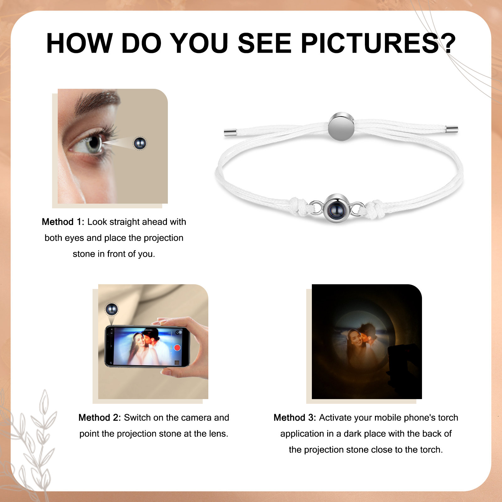 Personalized Photo Projection Bracelet Customizable Memory Keepsake for Her