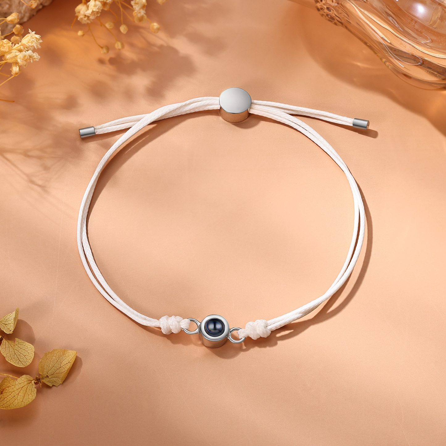 Personalized Photo Projection Bracelet for Her Adjustable String Bracelet Customizable Memory Keepsake