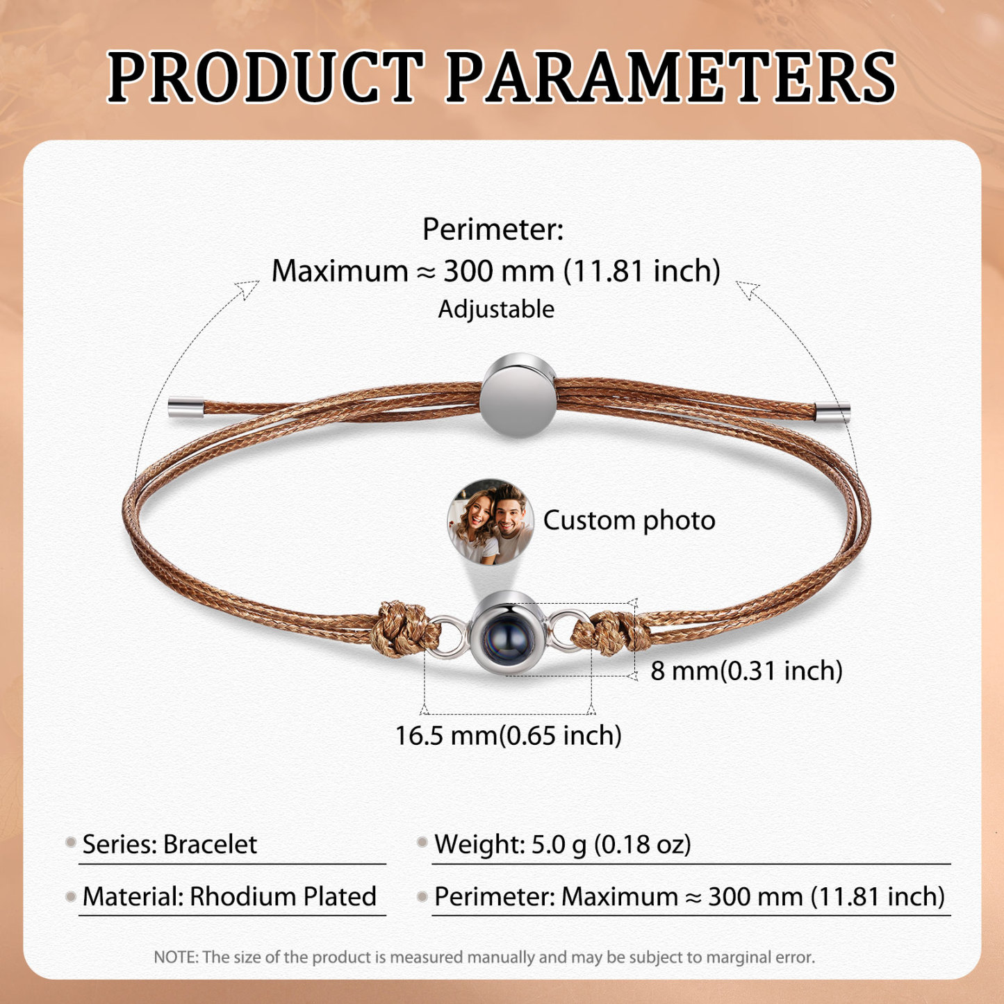 Personalized Photo Projection Bracelet Customizable Memory Keepsake for Her