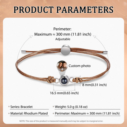 Personalized Photo Projection Bracelet Customizable Memory Keepsake for Her