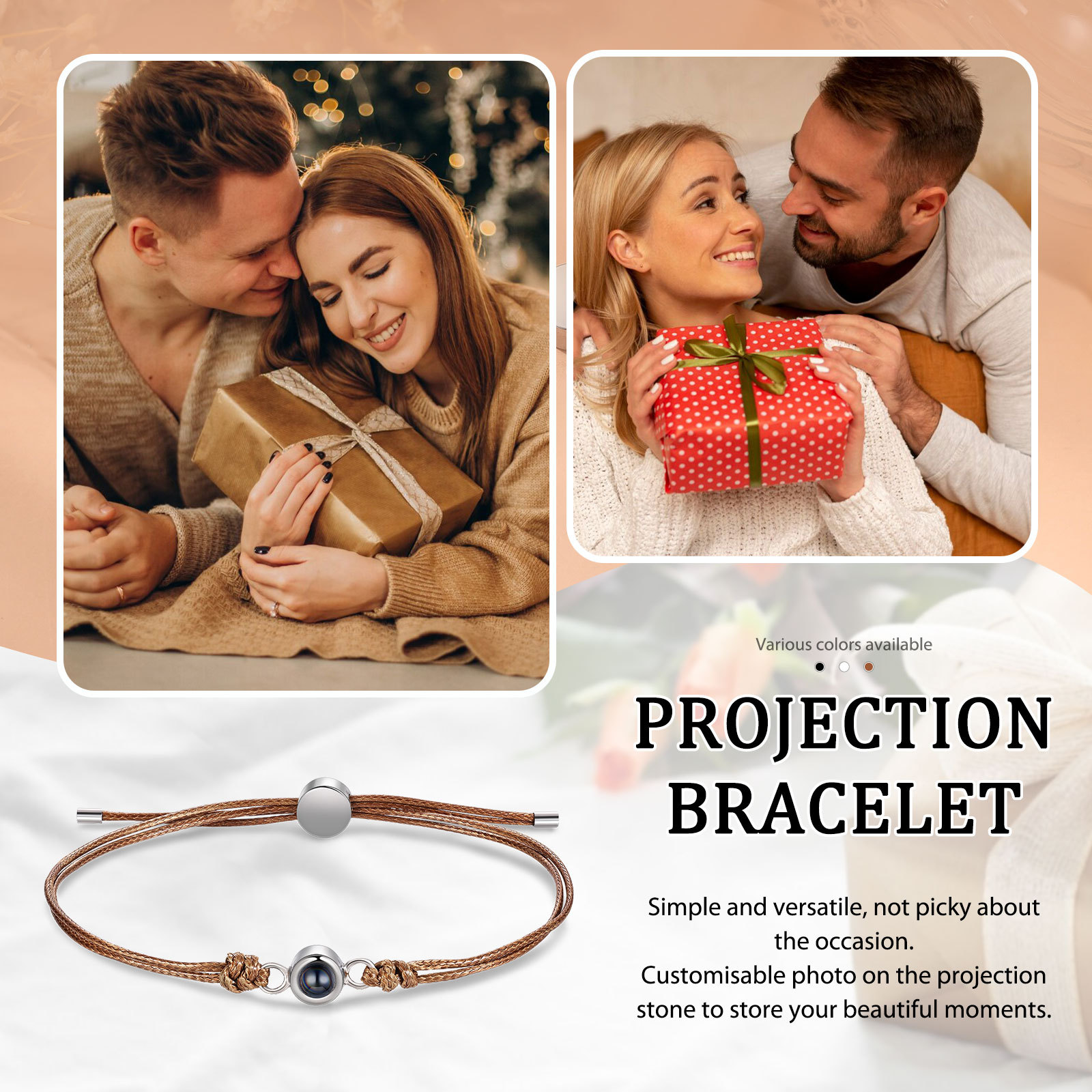 Personalized Photo Projection Bracelet Customizable Memory Keepsake for Her