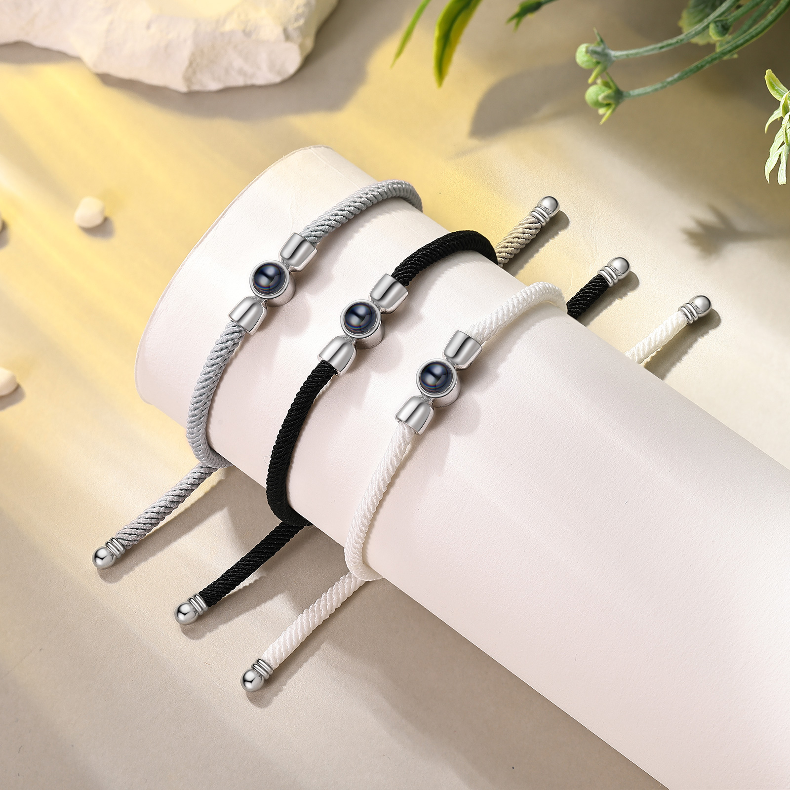 Personalized 1 Photo Projection Bracelet Custom Braided Design