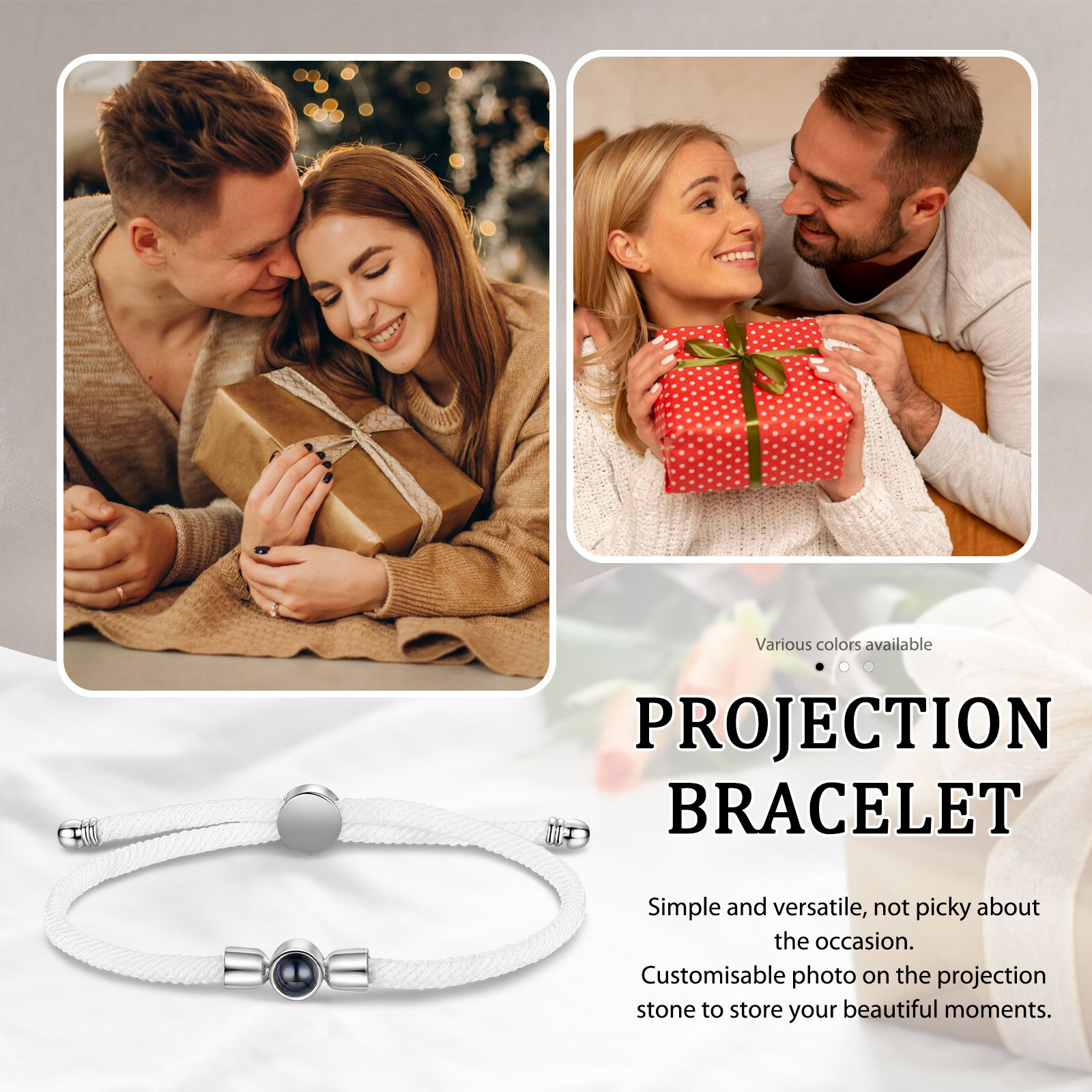 Personalized 1 Photo Projection Bracelet Custom Braided Design