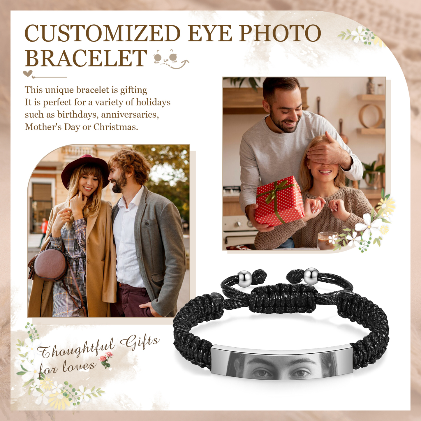 Personalized Eye Bracelet Custom Braided Photo Bracelet