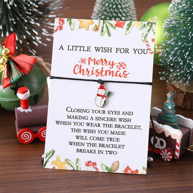 Christmas Wish Bracelet with Snowman and Stocking Charms Holiday Gift