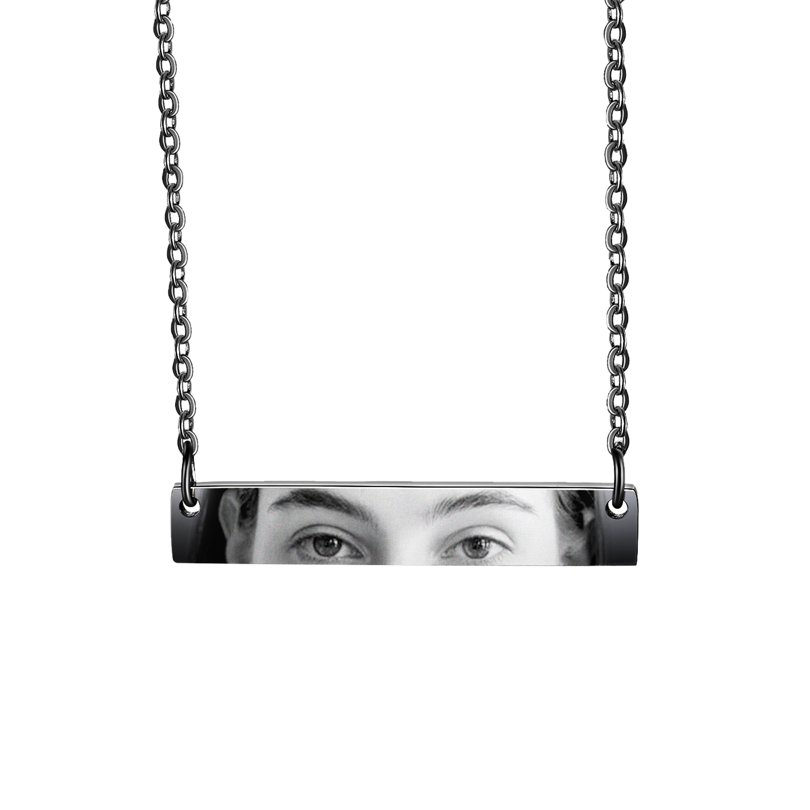 Personalized Eye Photo Necklace Unique Engraved Valentines Gift for Him