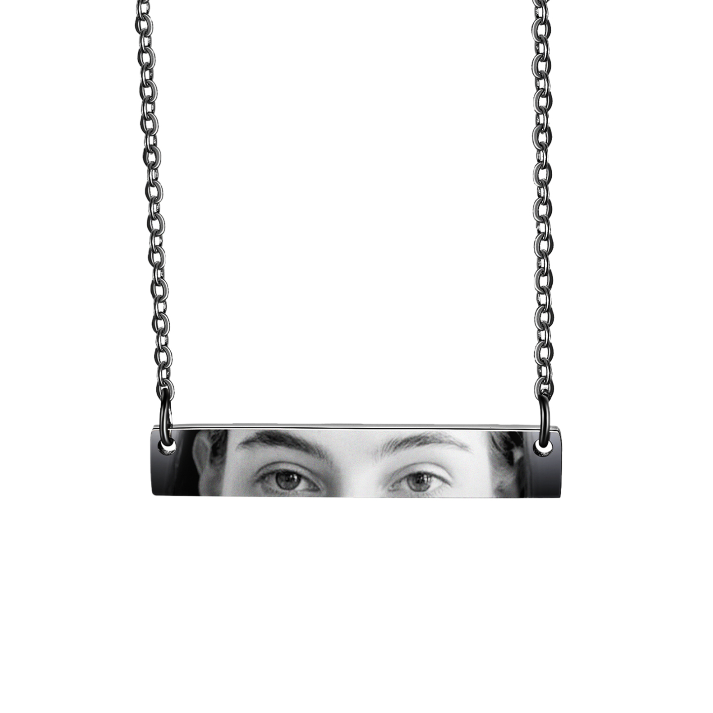 Personalized Eye Photo Necklace Unique Engraved Valentines Gift for Him