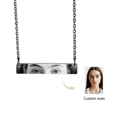 Personalized Eye Photo Necklace Unique Engraved Valentines Gift for Him