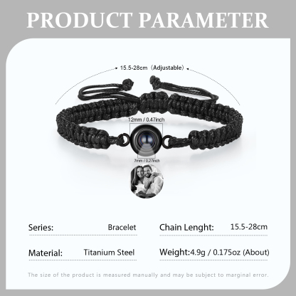 Personalized Projection Bracelet with 1 Photo Handmade Knitted Rope Braided Bracelet Customizable with 4 Special Photo Designs 4 Color Options Gift for Him & Her