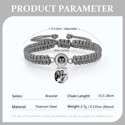 Personalized Projection Bracelet with 1 Photo Handmade Knitted Rope Braided Bracelet Customizable with 4 Special Photo Designs 4 Color Options Gift for Him & Her