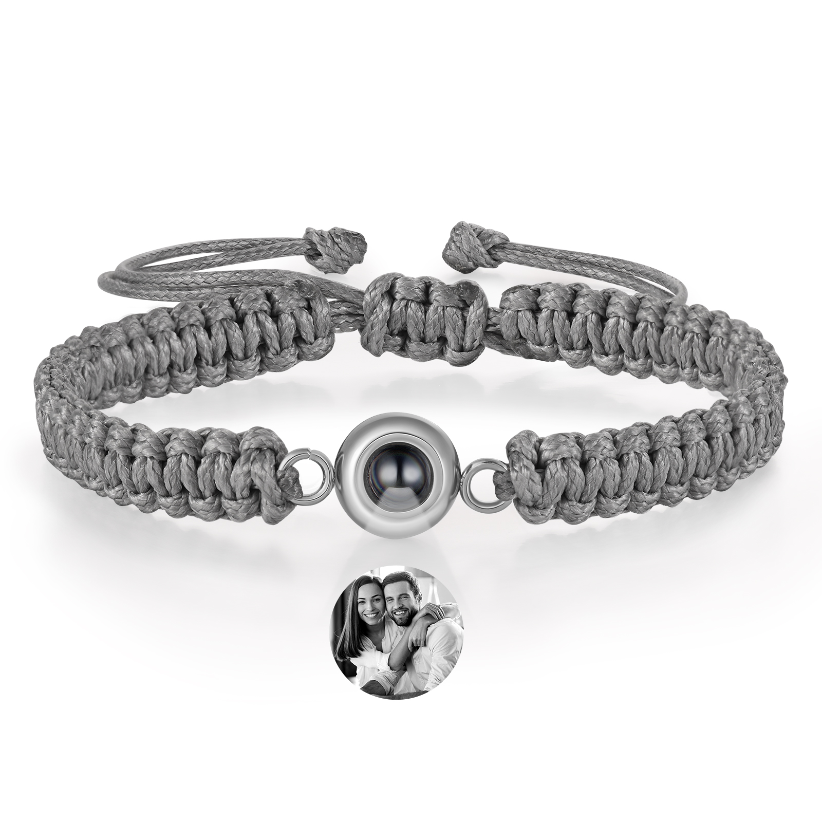 Personalized Projection Bracelet with 1 Photo Handmade Knitted Rope Braided Bracelet Customizable with 4 Special Photo Designs 4 Color Options Gift for Him & Her
