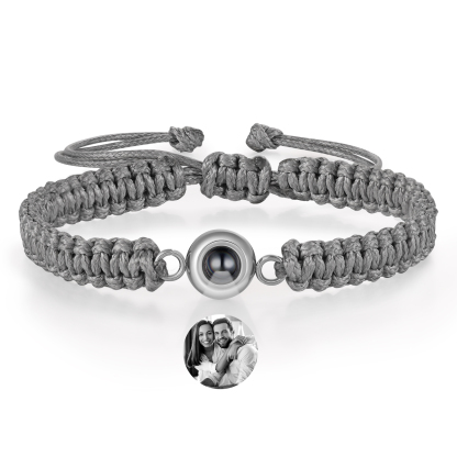 Personalized Projection Bracelet with 1 Photo Handmade Knitted Rope Braided Bracelet Customizable with 4 Special Photo Designs 4 Color Options Gift for Him & Her