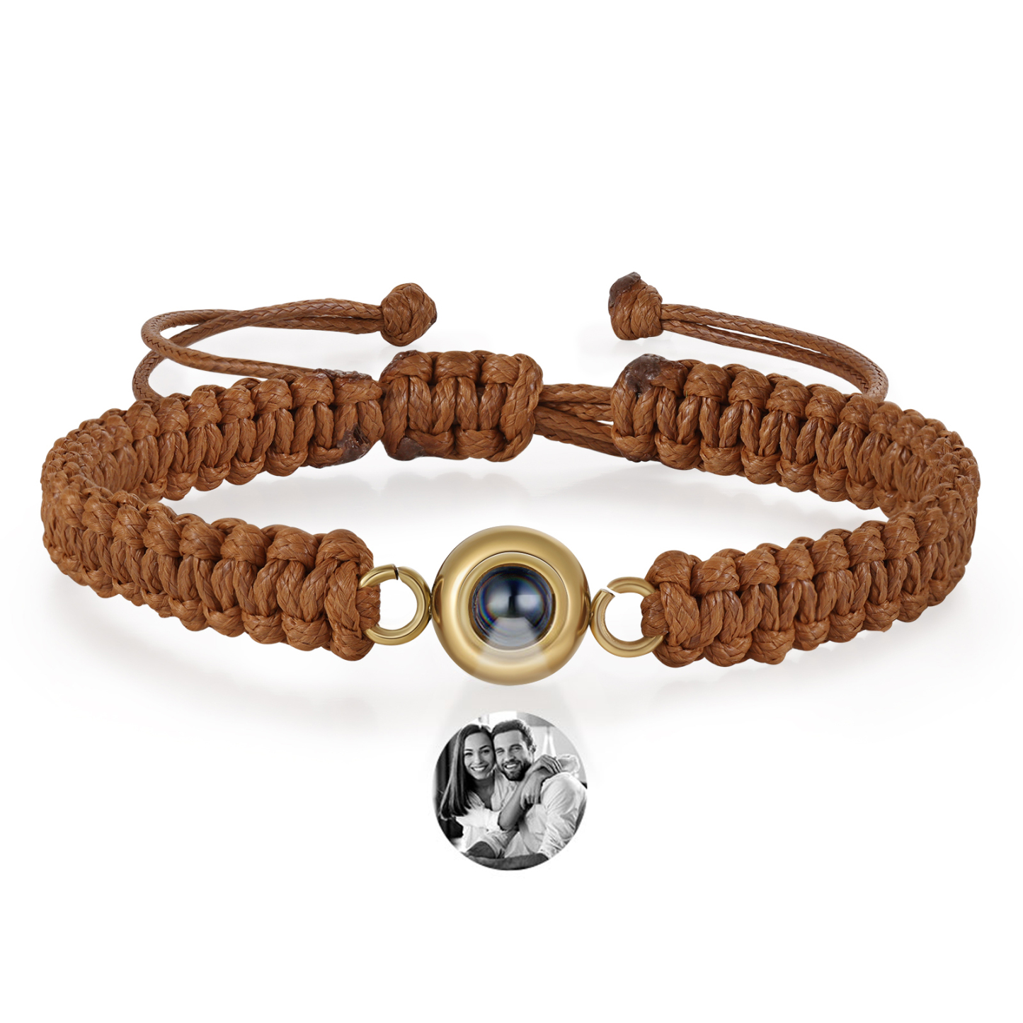 Personalized Projection Bracelet with 1 Photo Handmade Knitted Rope Braided Bracelet Customizable with 4 Special Photo Designs 4 Color Options Gift for Him & Her