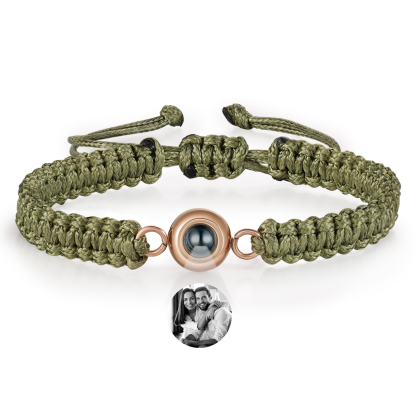 Personalized Projection Bracelet with 1 Photo Handmade Knitted Rope Braided Bracelet Customizable with 4 Special Photo Designs 4 Color Options Gift for Him & Her