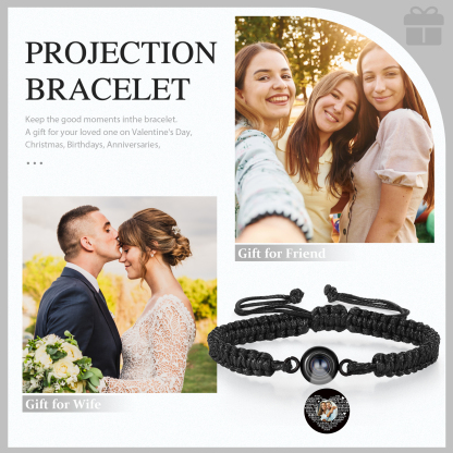 Personalized Projection Bracelet with 1 Photo Handmade Knitted Rope Braided Bracelet Customizable with 4 Special Photo Designs 4 Color Options Gift for Him & Her