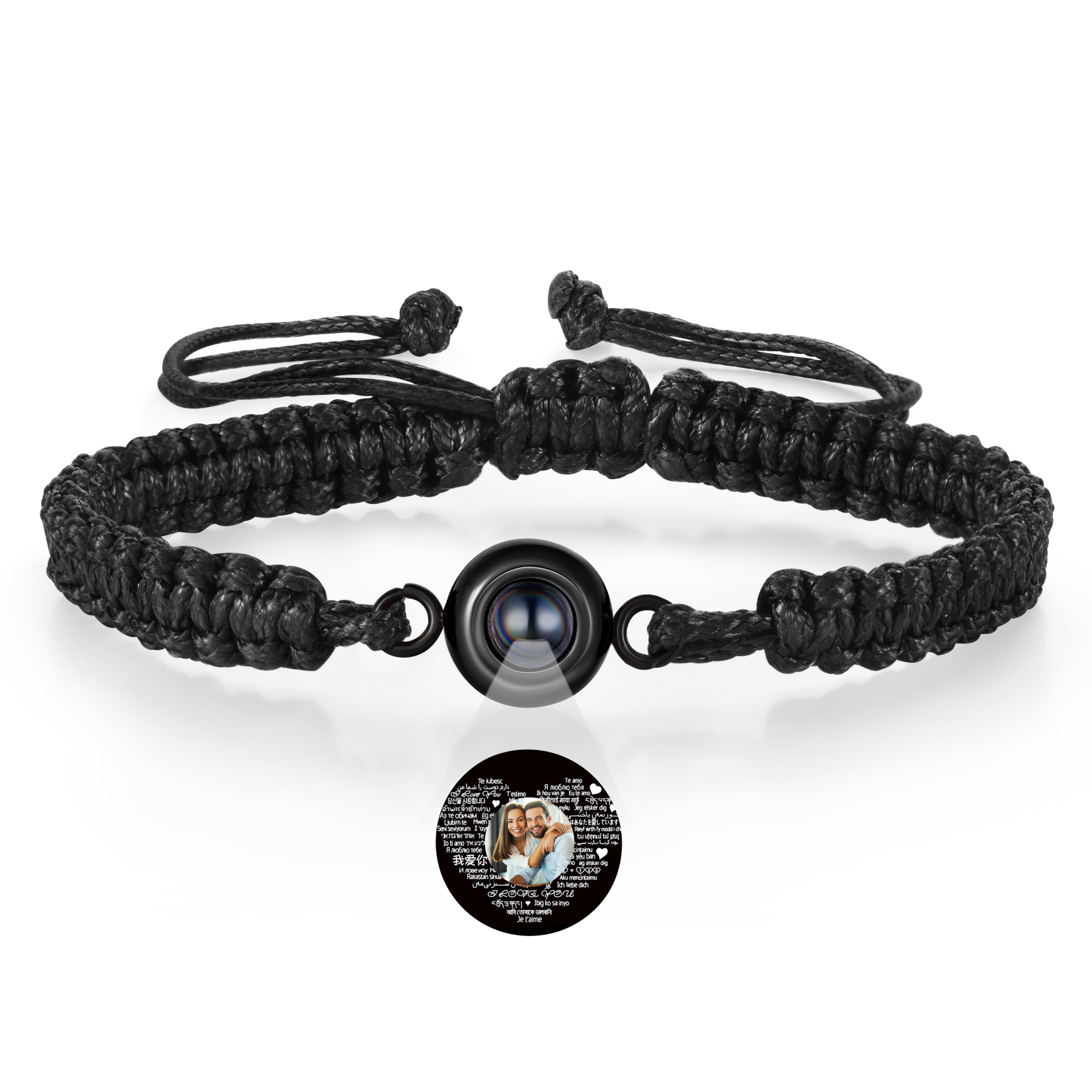 Personalized Projection Bracelet with 1 Photo Handmade Knitted Rope Braided Bracelet Customizable with 4 Special Photo Designs 4 Color Options Gift for Him & Her