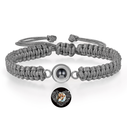 Personalized Projection Bracelet with 1 Photo Handmade Knitted Rope Braided Bracelet Customizable with 4 Special Photo Designs 4 Color Options Gift for Him & Her