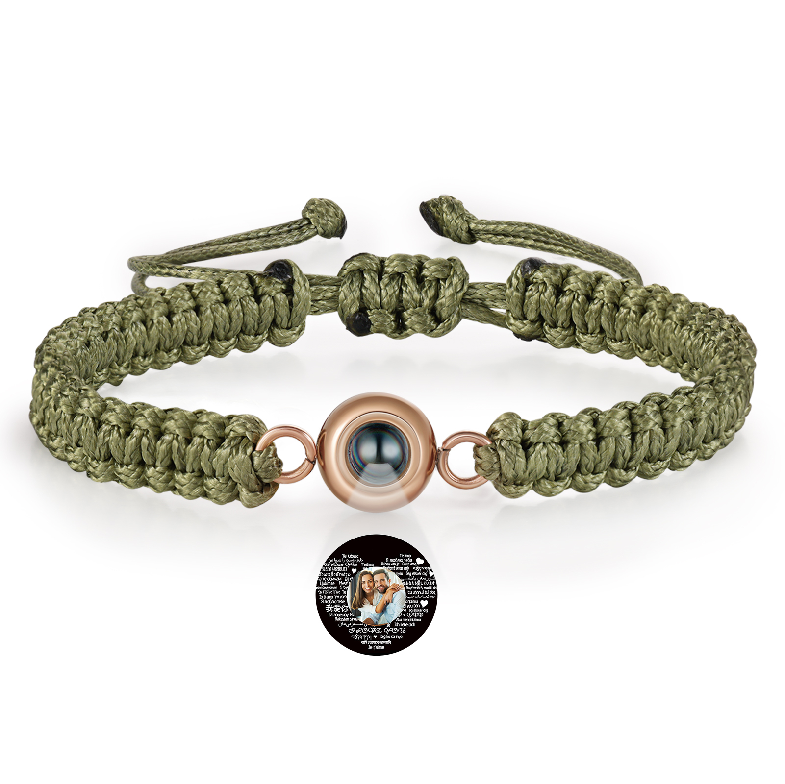Personalized Projection Bracelet with 1 Photo Handmade Knitted Rope Braided Bracelet Customizable with 4 Special Photo Designs 4 Color Options Gift for Him & Her