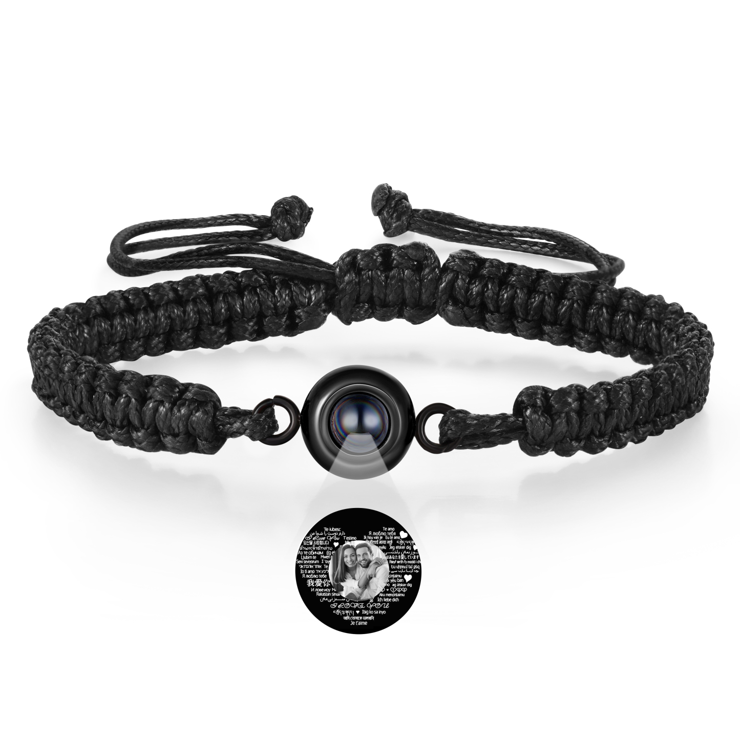 Personalized Projection Bracelet with 1 Photo Handmade Knitted Rope Braided Bracelet Customizable with 4 Special Photo Designs 4 Color Options Gift for Him & Her