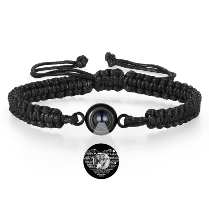 Personalized Projection Bracelet with 1 Photo Handmade Knitted Rope Braided Bracelet Customizable with 4 Special Photo Designs 4 Color Options Gift for Him & Her