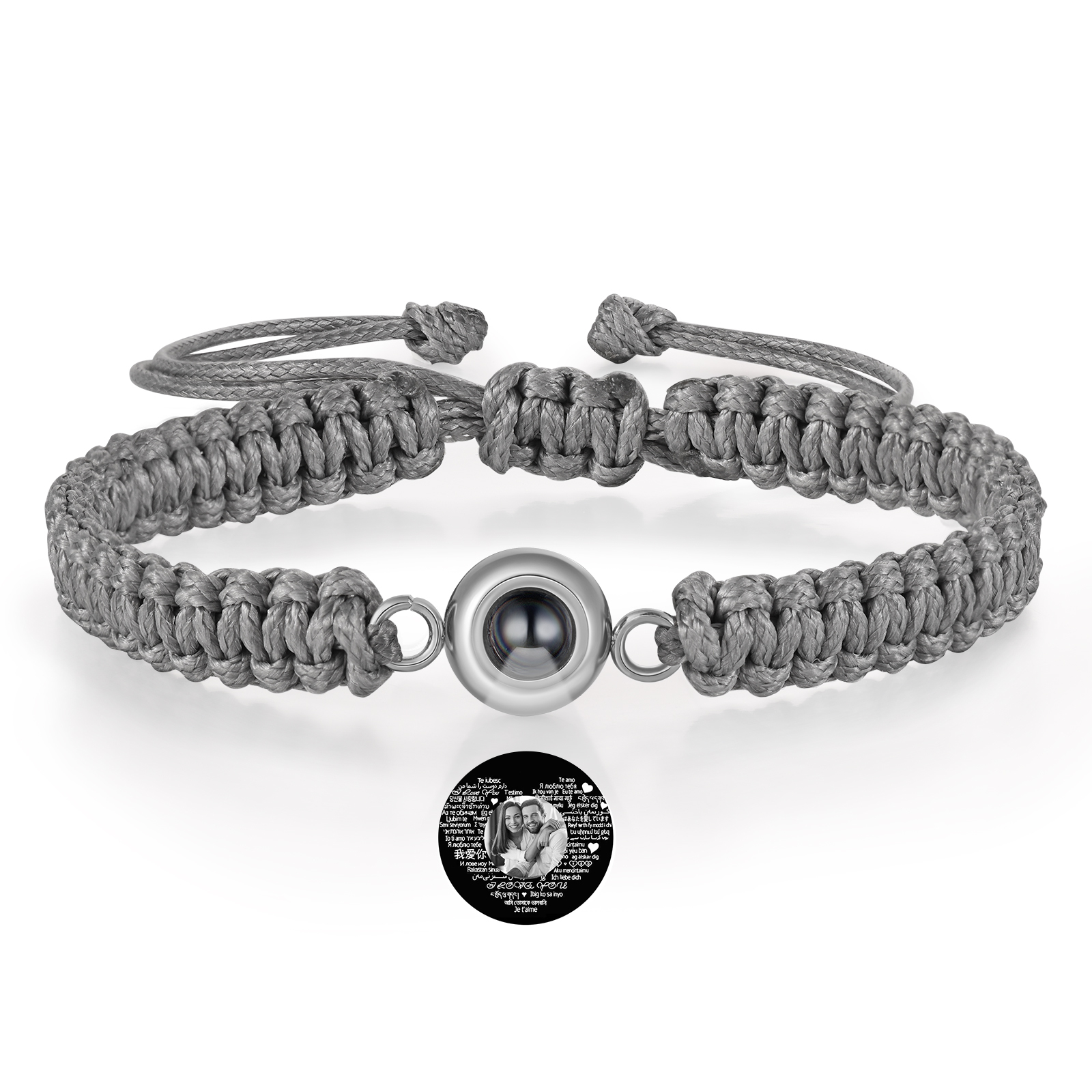 Personalized Projection Bracelet with 1 Photo Handmade Knitted Rope Braided Bracelet Customizable with 4 Special Photo Designs 4 Color Options Gift for Him & Her