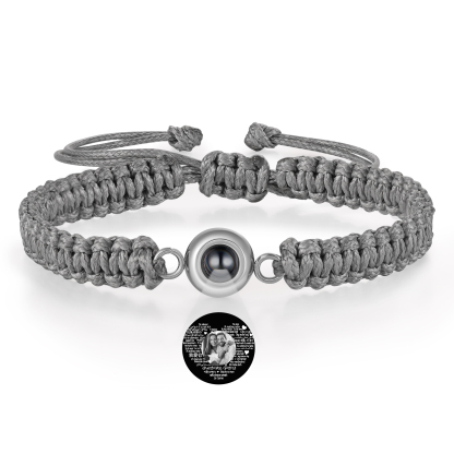 Personalized Projection Bracelet with 1 Photo Handmade Knitted Rope Braided Bracelet Customizable with 4 Special Photo Designs 4 Color Options Gift for Him & Her