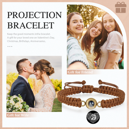 Personalized Projection Bracelet with 1 Photo Handmade Knitted Rope Braided Bracelet Customizable with 4 Special Photo Designs 4 Color Options Gift for Him & Her