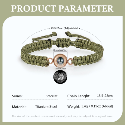 Personalized Projection Bracelet with 1 Photo Handmade Knitted Rope Braided Bracelet Customizable with 4 Special Photo Designs 4 Color Options Gift for Him & Her