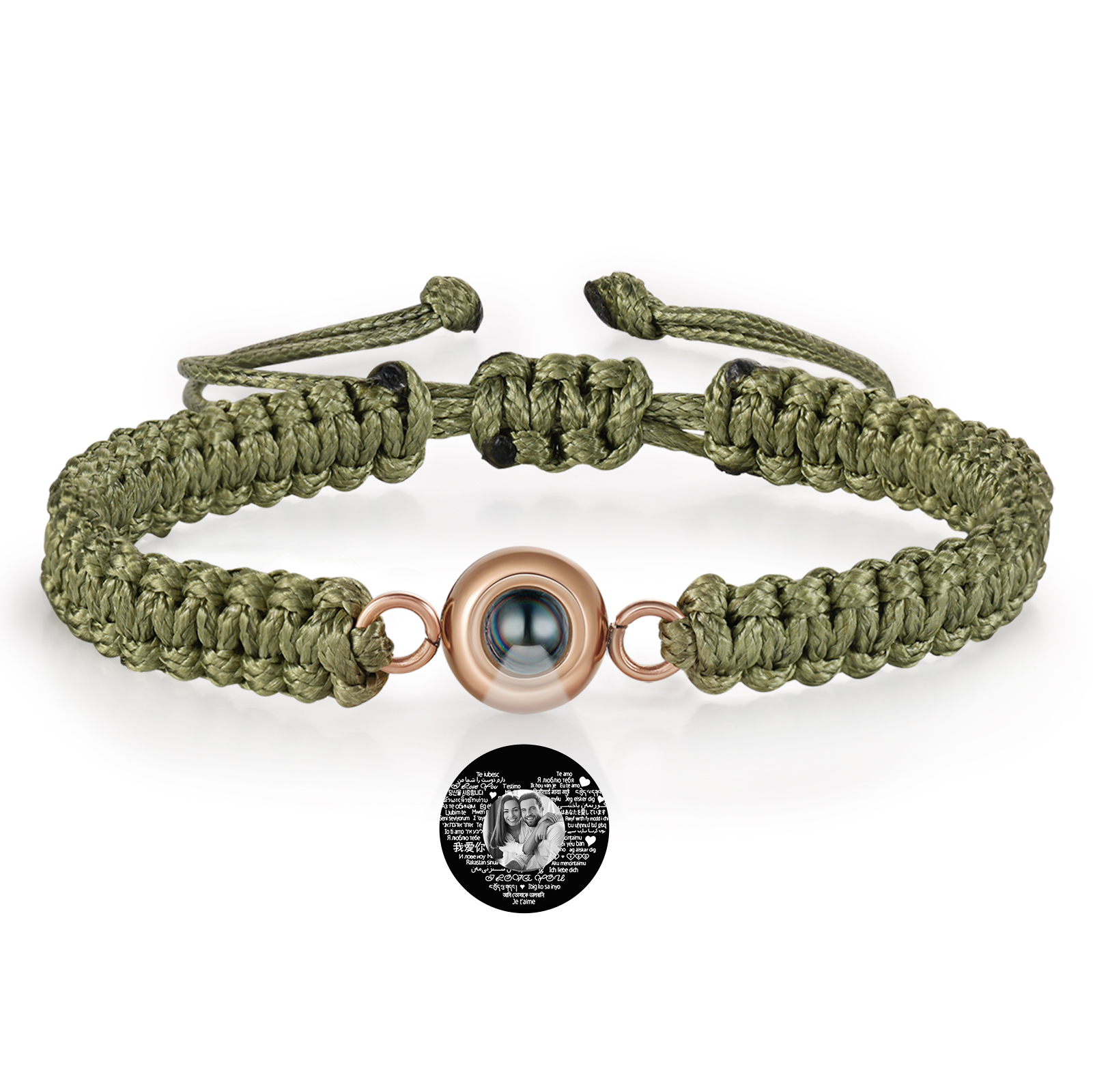 Personalized Projection Bracelet with 1 Photo Handmade Knitted Rope Braided Bracelet Customizable with 4 Special Photo Designs 4 Color Options Gift for Him & Her