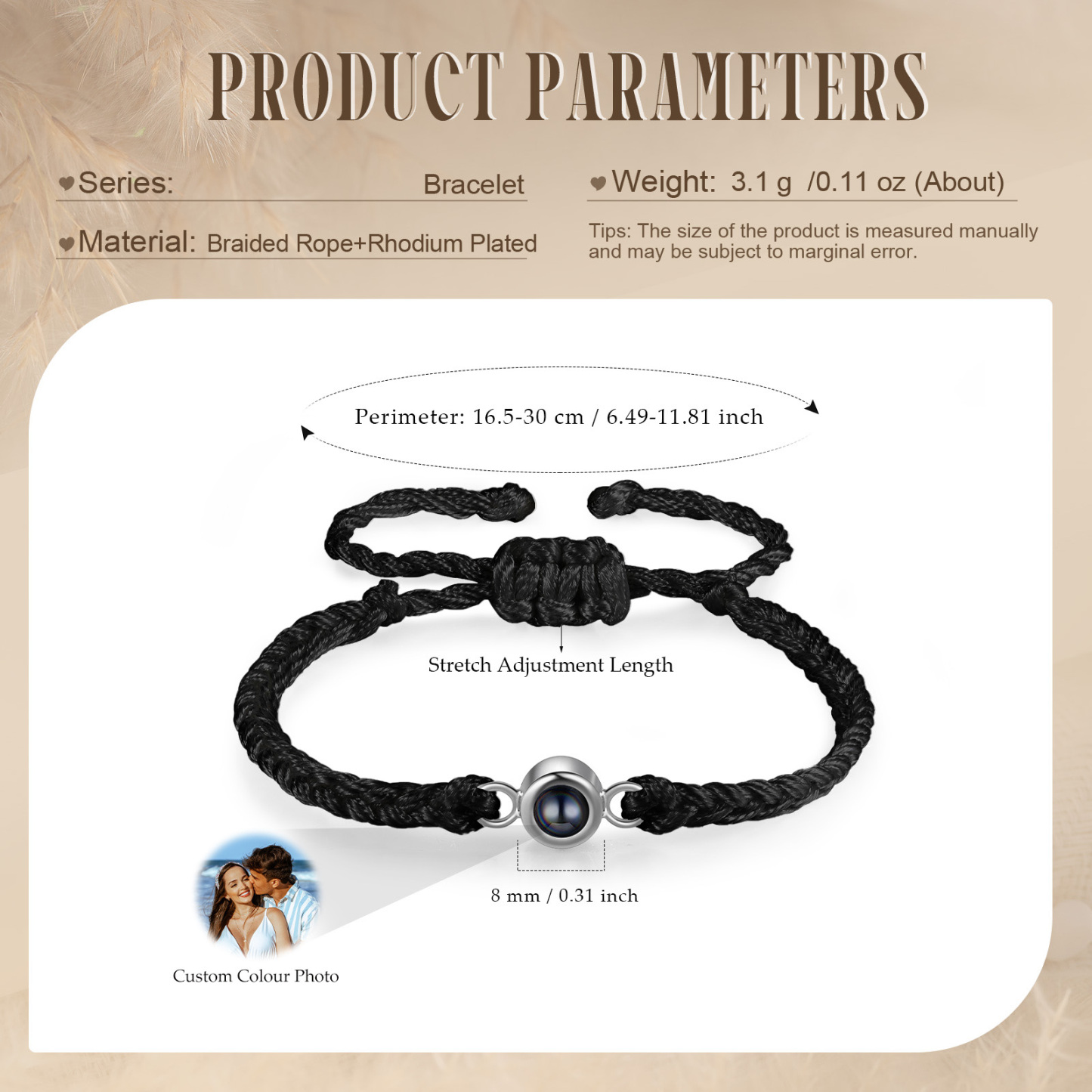 Personalized Projection Bracelet with 1 Photo A Unique Gift for Her