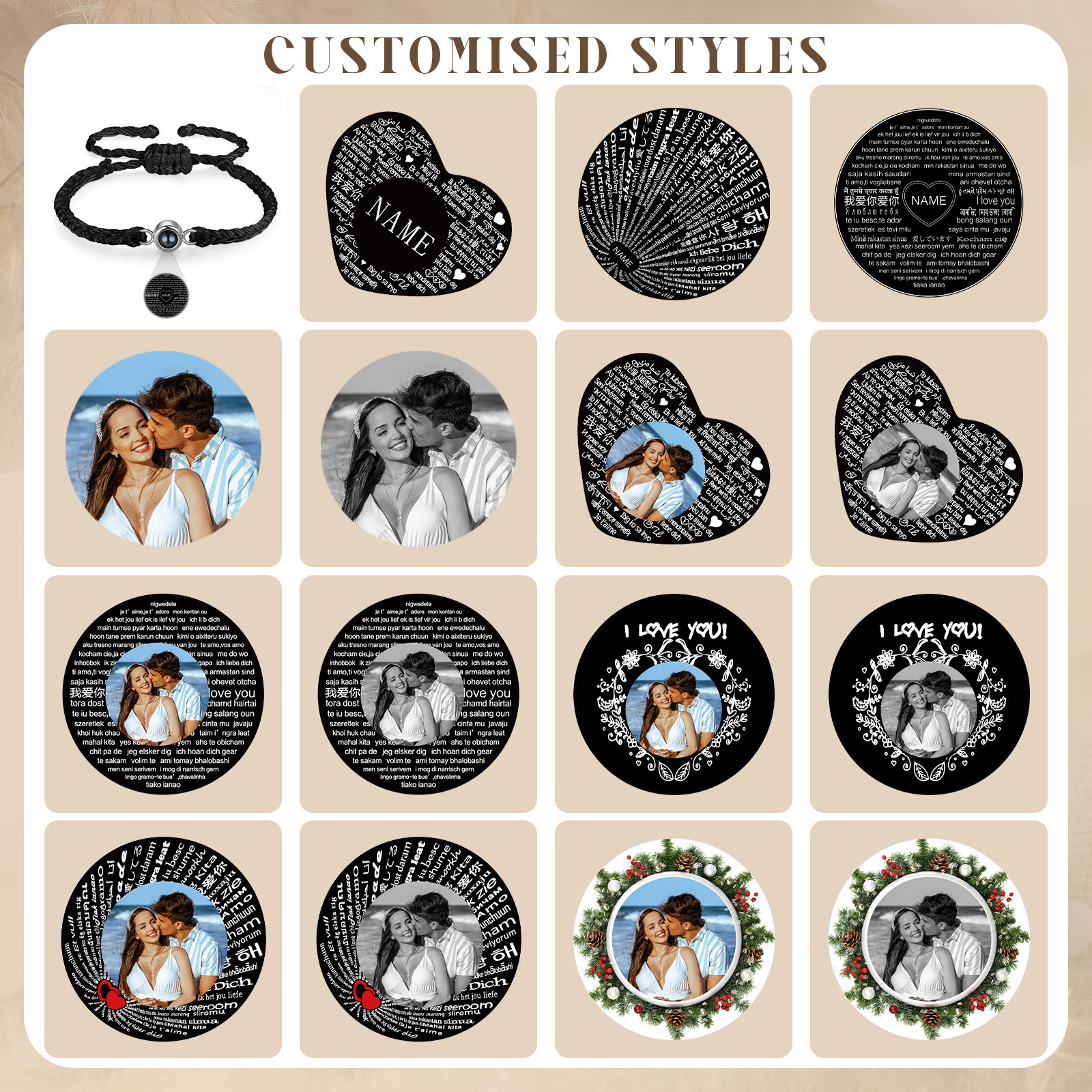 Personalized Projection Bracelet with 1 Photo A Unique and Heartfelt Gift for Her