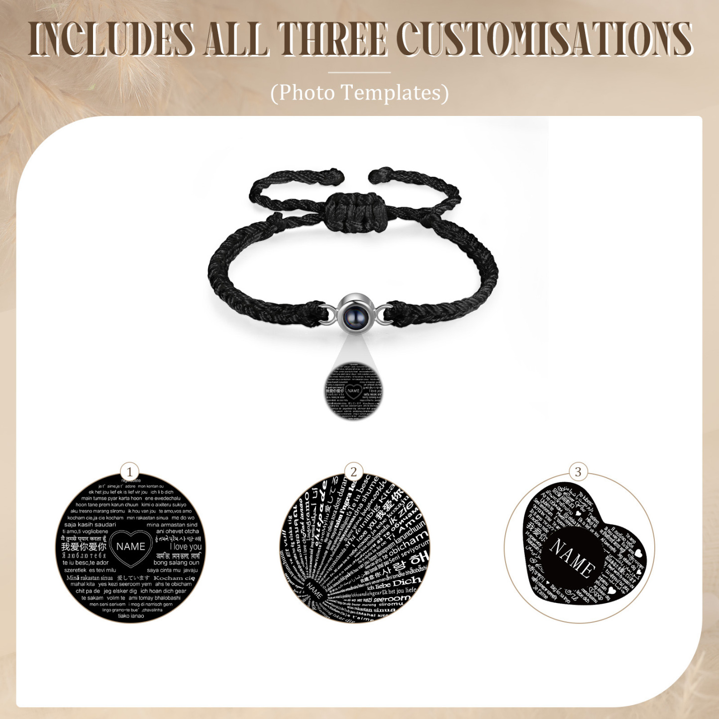 Personalized Projection Bracelet with 1 Photo A Unique and Heartfelt Gift for Her