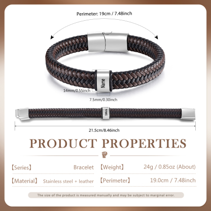 Personalized Leather Bracelets for Men Customizable with 1-5 Names