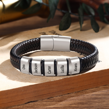 Personalized Leather Bracelets for Men Customizable with 1-5 Names