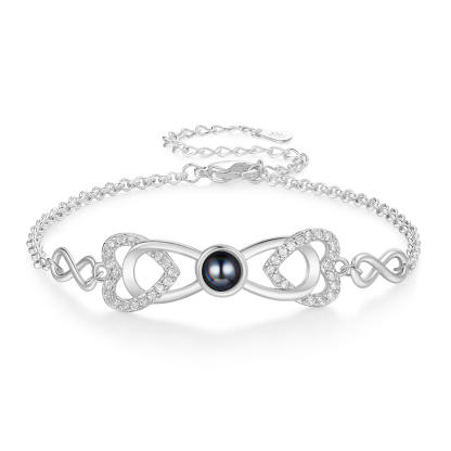 Personalized Projection Bracelet Custom 1 Photo Infinity & Heart Design 3 Colors Gift for Her | Lorajewel