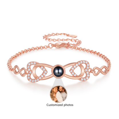 Personalized Projection Bracelet Custom 1 Photo Infinity & Heart Design 3 Colors Gift for Her | Lorajewel